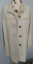 Leather Coat - Ivory/Cream UK 14-16 - EU 46 - Spain - Vtg Bauza Fontana