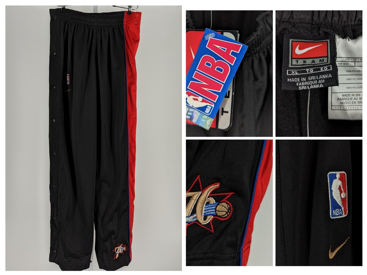 Vintage 2003 Nike Philadelphia 76ers WarmUp Breakaway Snap Pants