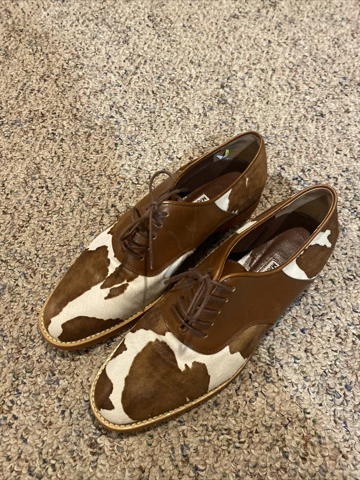 Manolo Blahnik Mantrix Cabello de becerro Oxfords Zapatos planos Talla 371/2 Foto 4 de 4