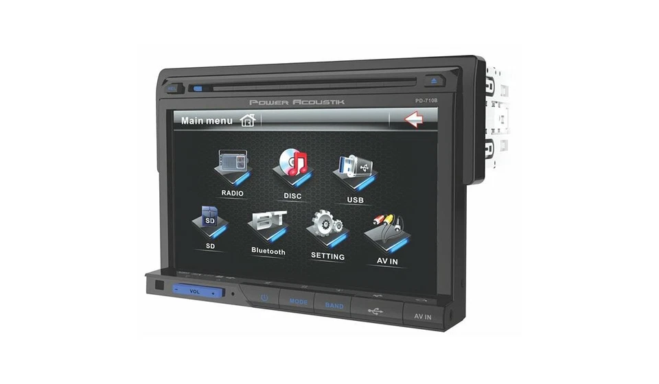 POWER ACOUSTIK PD-710B 7" FLIP UP CD DVD BLUETOOTH TOUCHSCREEN CAR STEREO USB SD - Image 2 of 3