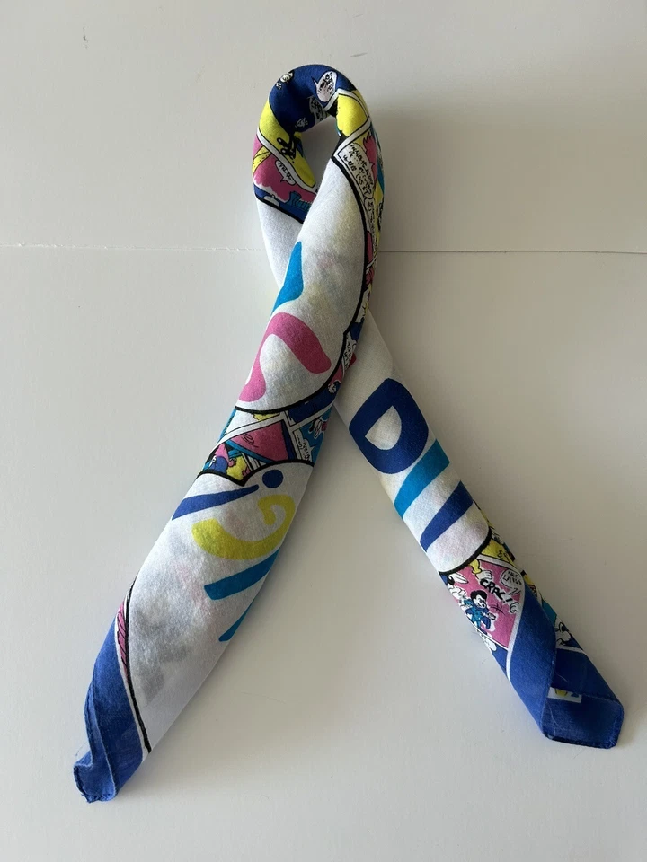 Винтажный шарф с тематическим принтом комиксов бандана сумочка аксессуары для волос уникальные 80-е 90-е - Изображение 3 из 4