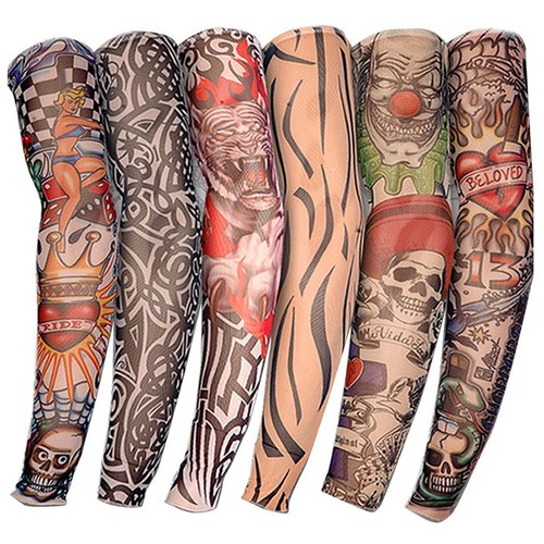 Nylon Stretch Costume Fake Tattoo Sleeve Arm Stocking Fancy Dress Pack of 6 AU - Picture 3 of 5