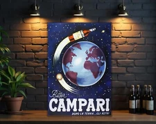 Vintage Campari “Dopo La Terra... Gli Astri SPACE World Heavy Metal Sign – 60x40