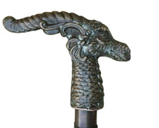 Dragon Head Handle Black Wooden Cane Stick