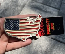 Vintage The Great American Buckle Co Enameled Belt Buckle 1986 Amer Flag