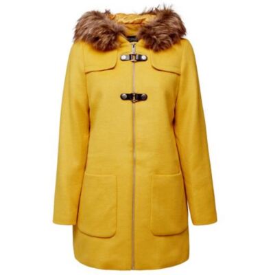 Esprit women's jacket parka winter coat wool coat hood yellow size XXL NEW