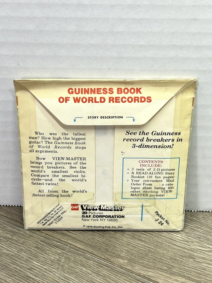 Juego de 3 carretes View Master Guinness Book of Records folleto gemelos en bicicletas 1978 Foto 2 de 4