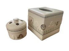 Pfaltzgraph Naturewood Toothbrush Holde Tissue Box Cover Birdhouse Garden Theme