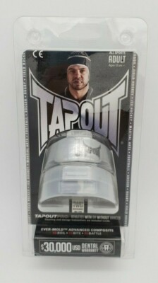 BNIP TapouT Adult Size Boil And Bite Silver Grey All Sports Mouth Guards 2 PK 