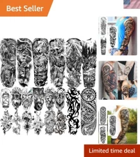 20 Sheets Extra Large Temporary Tattoos - Waterproof Sleeve Designs for All Ages