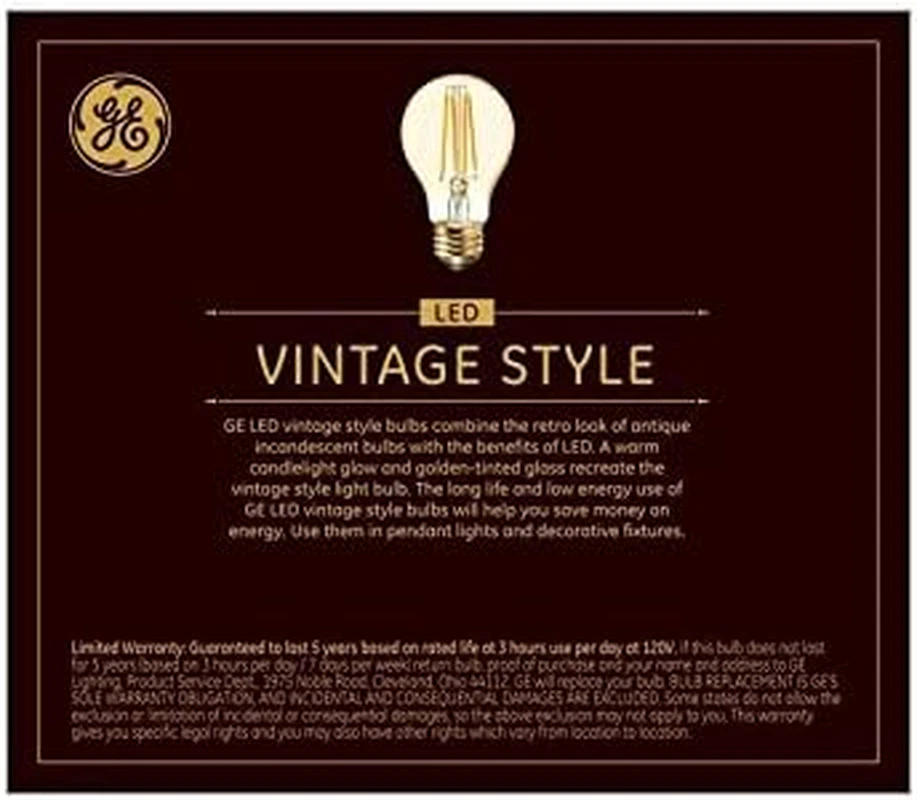 (2 Bulbs)  48556 Vinta Style, Amber Glass A19 LED Light Bulb, 60 Watt Equivalent - Image 3 of 4