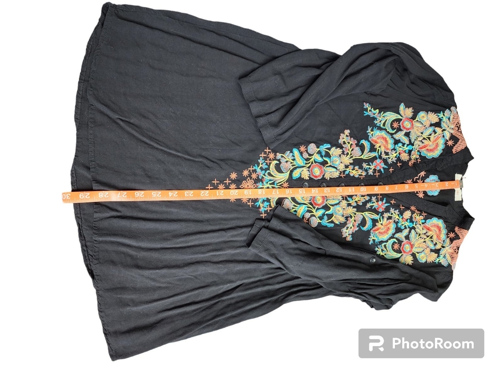 Solitaire Black Button Down Embroidered Tunic blo… - image 8