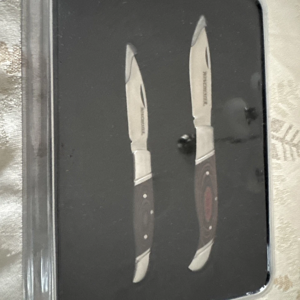 Winchester Micarta Juego de Regalo Cuchillo de Madera Carpeta Junta Deslizante 31-002756 2 Piezas. Foto 2 de 2