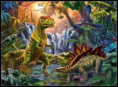 Prehistoric Oasis - DIY Chart Counted Cross Stitch Patterns Needlework DMC Color