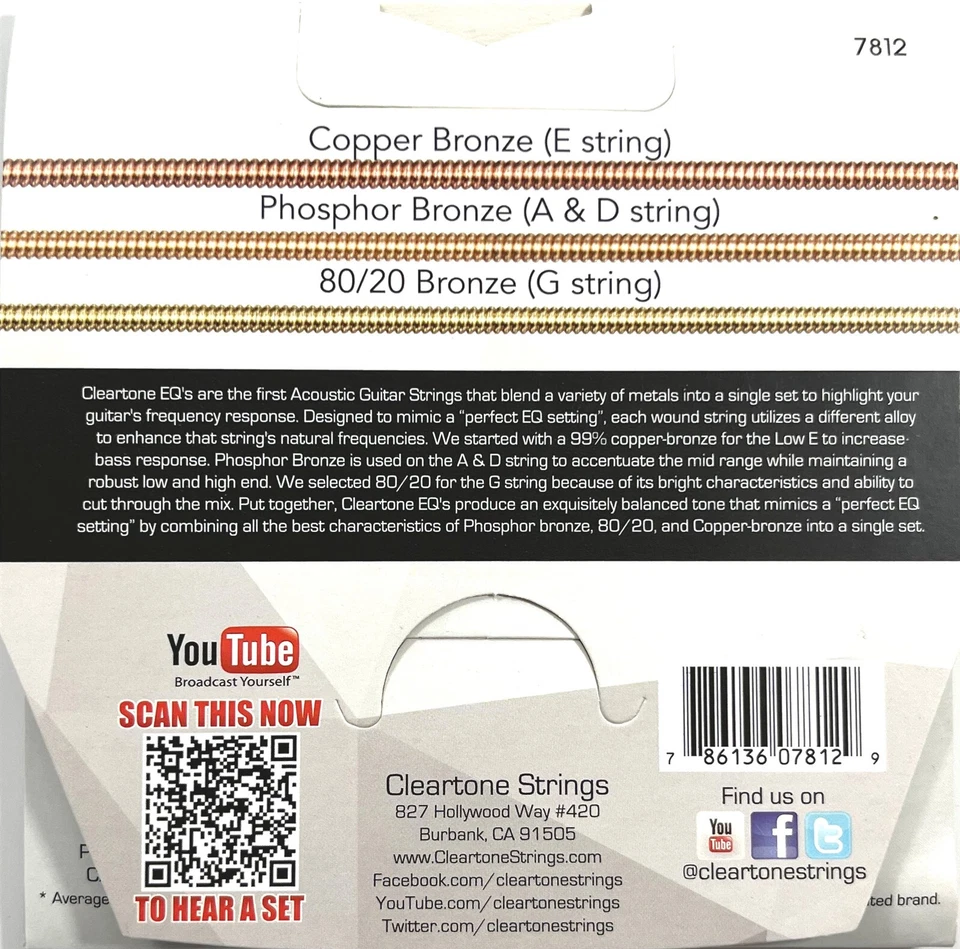 Cuerdas de guitarra Cleartone ecualizador acústico híbrido mezcla de metal luz 12-53 Foto 2 de 4