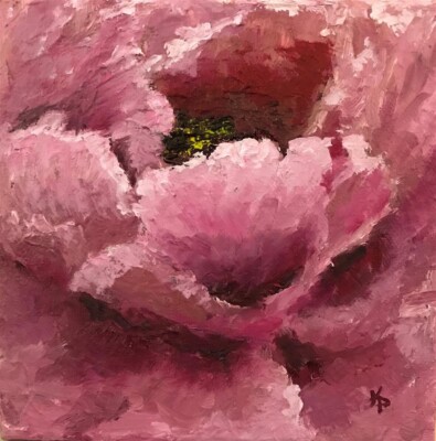 ACEO ATC Signed Art Print  Peony Romance  Art Trading Card Flower Floral Peonies