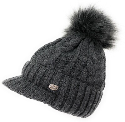 Merinowolle Wintermütze Damen - Strickmütze Mit Schirm Beanie Warm