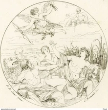 Eustache Le Sueur L'Amour dérobe la foudre de Jupiter Allégorie Cupidon Ange -