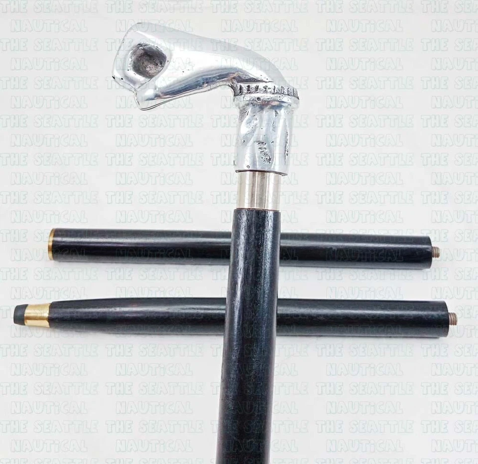 Bastón de mano de madera con mango de garra perforadora acabado cromado para regalo de Navidad Foto 4 de 4