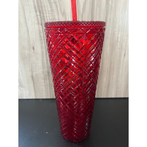 Starbucks 2021 Winter Holiday Red Jeweled Tumbler Cold Cup 24oz Christmas - Picture 3 of 5