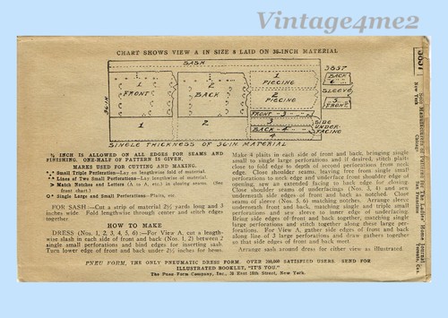 Ladies Home Journal 3857: 1920s Uncut Girls Dress Size 14 Vintage Sewing Pattern - Picture 6 of 6