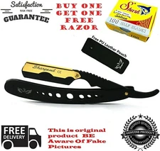 Professional Barber Hair Shaving Razor Straight Edge Folding Knife + 100 Blades