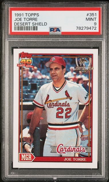 1991 TOPPS DESERT SHIELD 351 JOE TORRE Cardinals PSA 9 Fresh Grade!