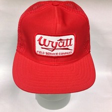 NOS Vintage Wyatt Field Service Co Embroidered Patch Trucker Mesh Hat Cap NEW