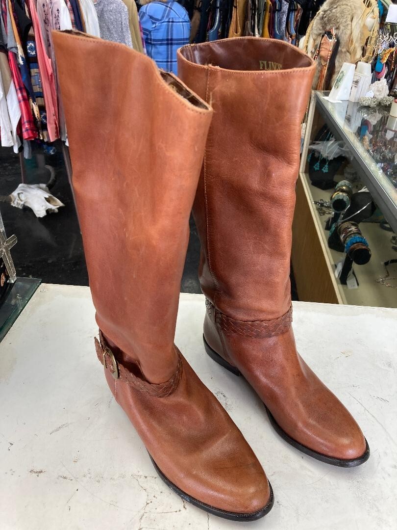 【COLOR iN ID】Buckle low long leather boots Amazon.com | KysBloes Square Toe Knee High Buckle Boots for