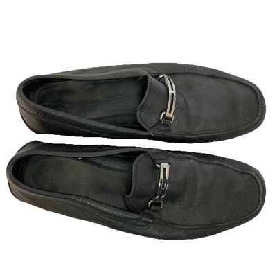 Prada Black Pebble Leather Driving Loafers Prada Men main image 2