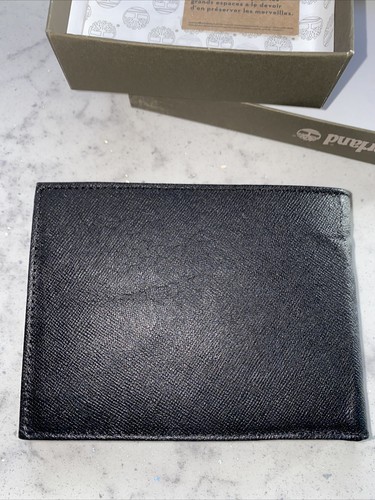 TIMBERLAND Cuero Negro BILLETERA PLEGABLE BOLSILLO MONEDA Notas Tarjetas Nuevo - Imagen 6 de 8