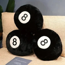 1pc Black 8 Billiard Pillow Plush Toy Black Cushion Sofa Cushion Decorative