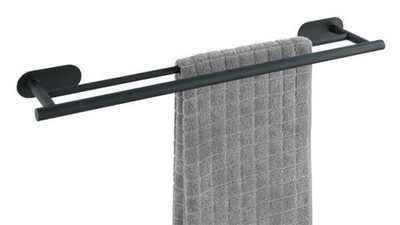 Wenko Handtuchhalter OREA, schwarz,Ohne Bohren. Turbo Loc System, Edel, Modern