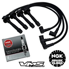 Vms 97-01 Honda Crv B20 10.2mm Spark Wires Ngk V-power Plugs Combo Kit Black