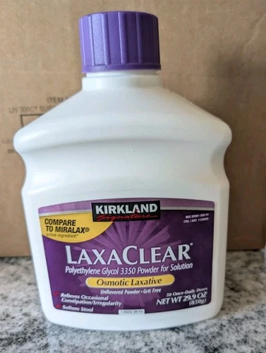 Kirkland 29.9oz LaxaClear Osmotic Laxative Polyethylene Glycol Stool Exp 01/28