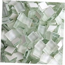 Crystal Mosaic Tiles Squares Stained Glass for Crafts Supplies DIY White