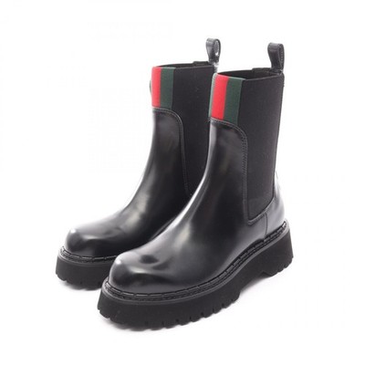 GUCCI Sherry line short boots shoes leather Black Green Red Women #37