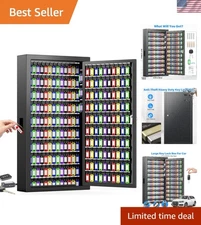 Key Lock Box Wall Mount with 250 Key Capacity Side Hooks and Key Tags