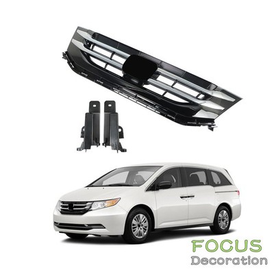 Black+Chrome Grill HO1200220 For Honda Odyssey 2014-17 Front Bumper Upper Grille