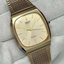 SEIKO DOLCE 7731-5090 Square Gold Dial Quartz Vintage Men's Watch Working Japan