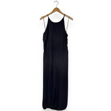 Madewell Crisscross High Neck Midi Slip Dress Women's 12 Black