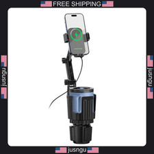 Car Cup Holder Phone Mount with Wireless Charging, Adjustable, Fits Most