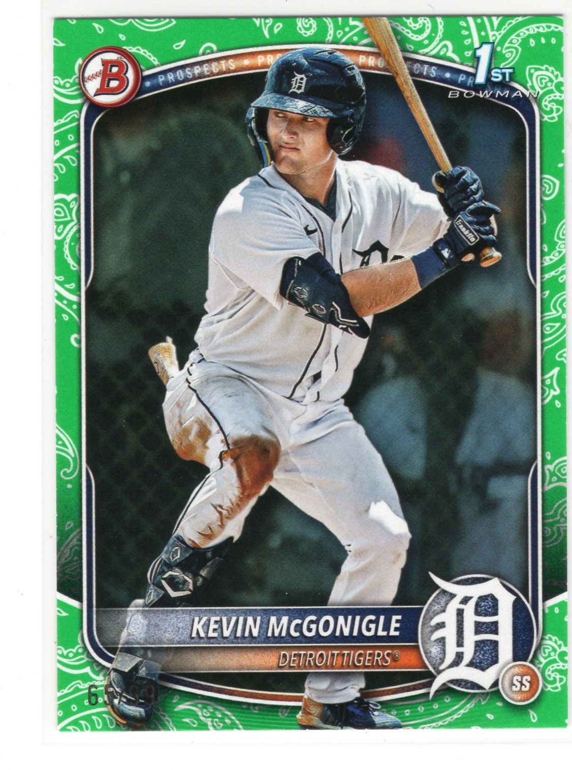 2025 Bowman Prospects Kevin McGonigle Green 1st /99 #BP-79 Tigers