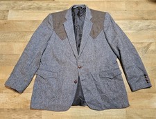 vtg Grand Entry men's 44 R donegal wool Western yoke brown sport coat USA made