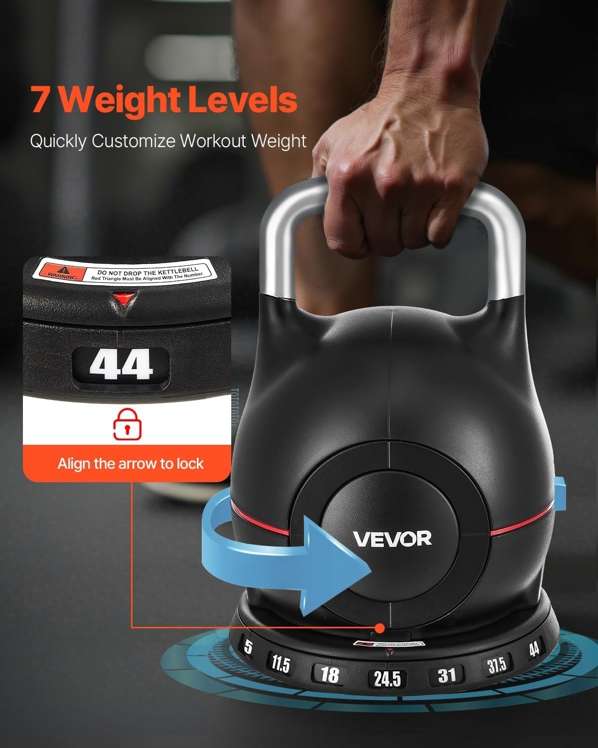 Kettlebell Regolabile Compatto con 7 Pesi foto 5