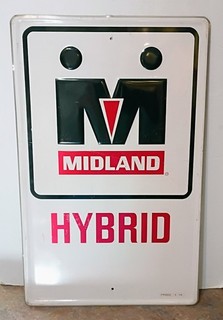 RARA INSEGNA 1979 "MIDLAND HYBRID" in metallo goffrato....BELLA!
