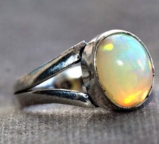 925 Silver Plated Fiery Natural Ethiopian Opal Ring US 8 Most Beautiful GW