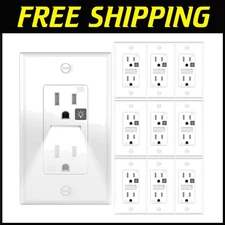 Tamper Resistant Wall Outlet with Nightlight, 10 Pack