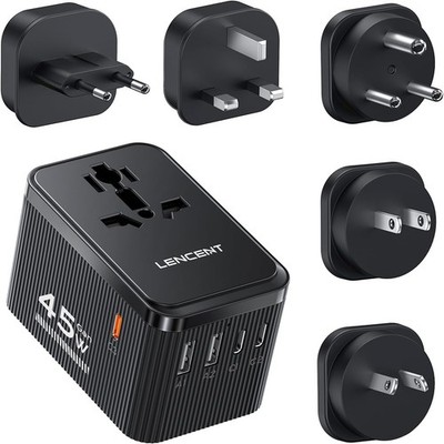 Reiseadapter Set 45W Universal Typ D/G/C/I/A 3 USB-C 2 USB-A weltweit für Reisen