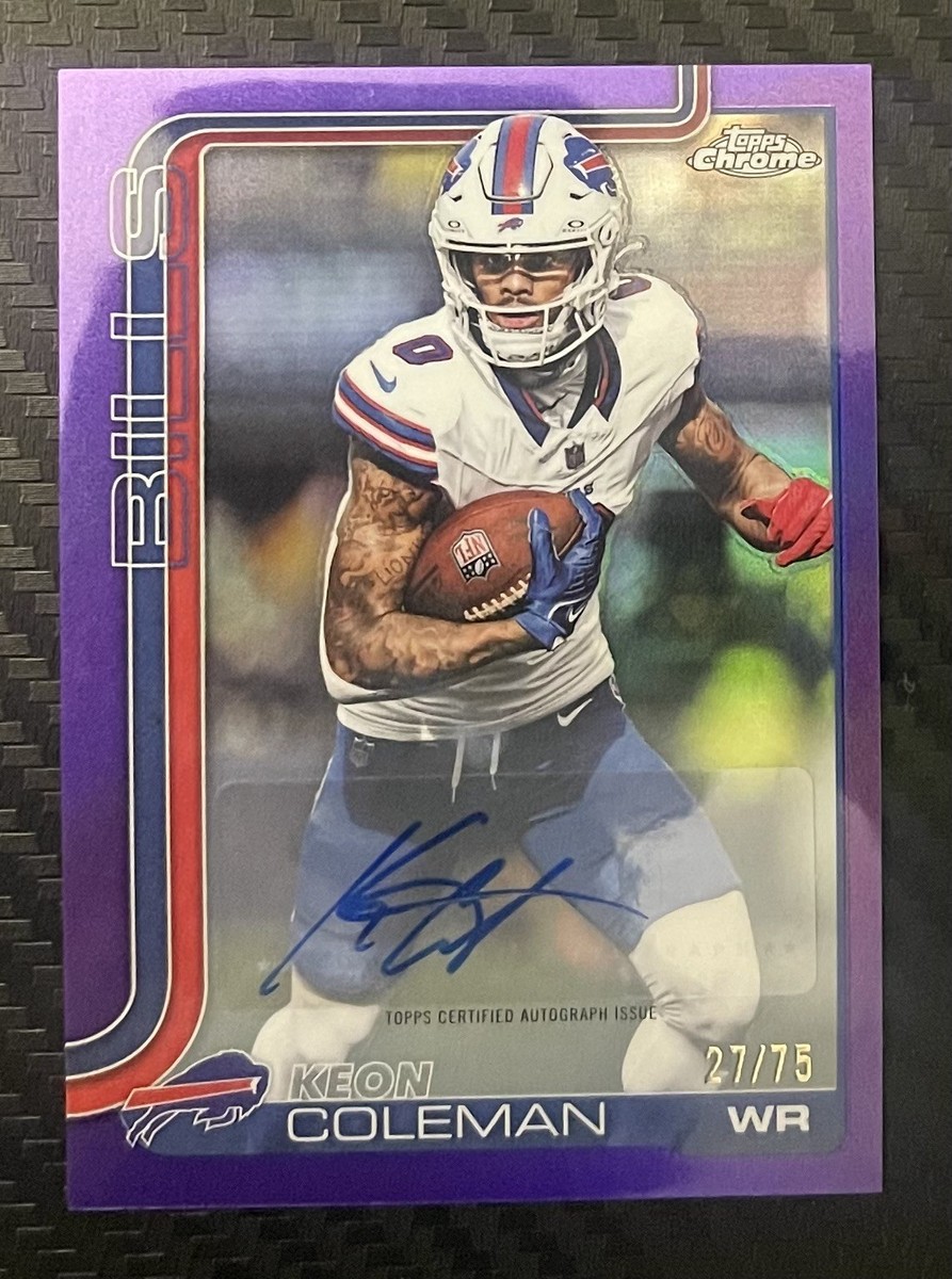 {レア } 神聖物 ガネーシャ バロムクルテープ 2Kレインボー プラクルアン 2025 Topps Chrome Auto Keon Coleman Purple Refractor 27/75 BA-KC